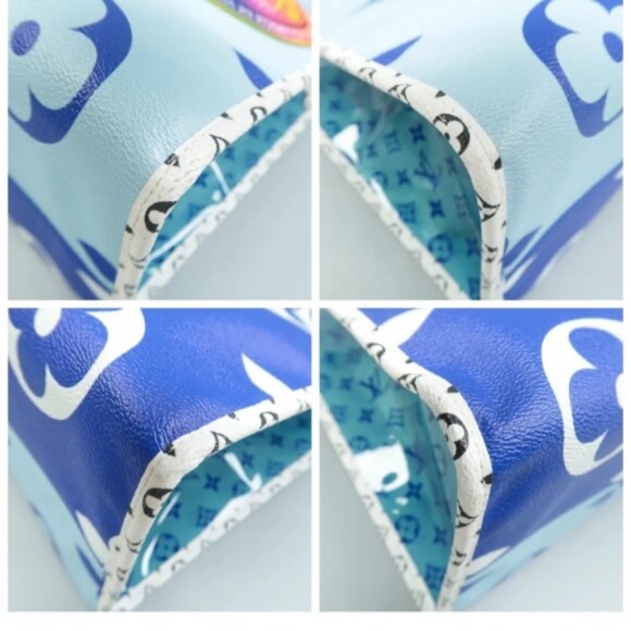 100% Authentic Louis Vuitton Onthego Blue Monogram Canvas Satchel - Picture 6 of 12